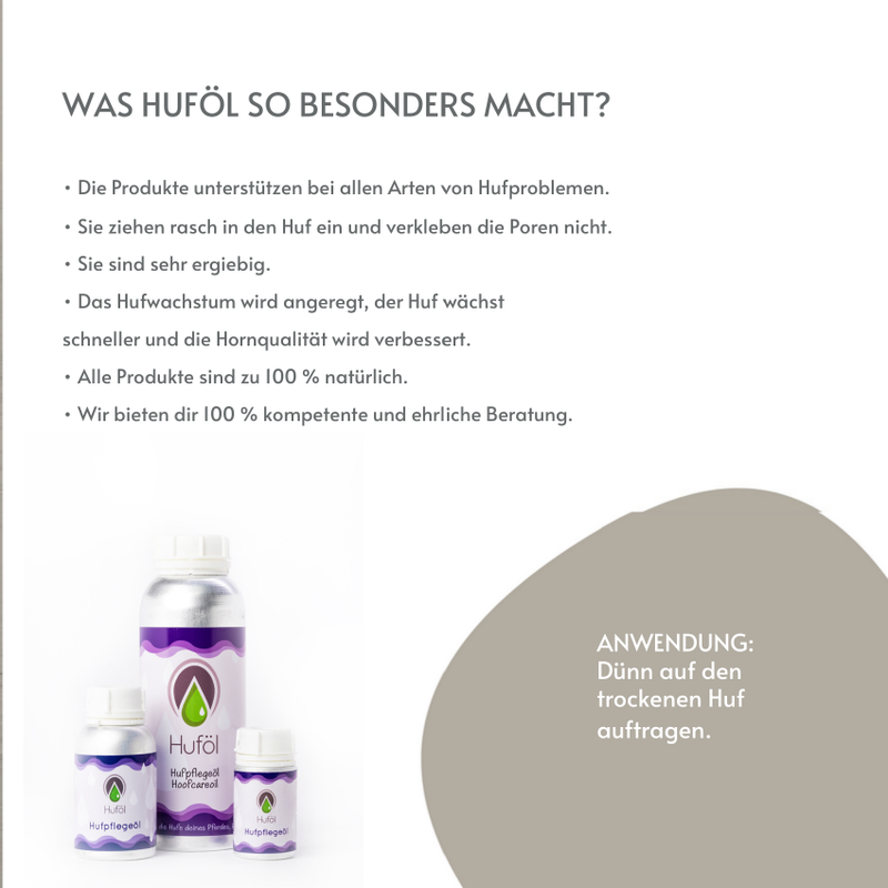 Huföl Produktfolder – Hufpflege für Pferde